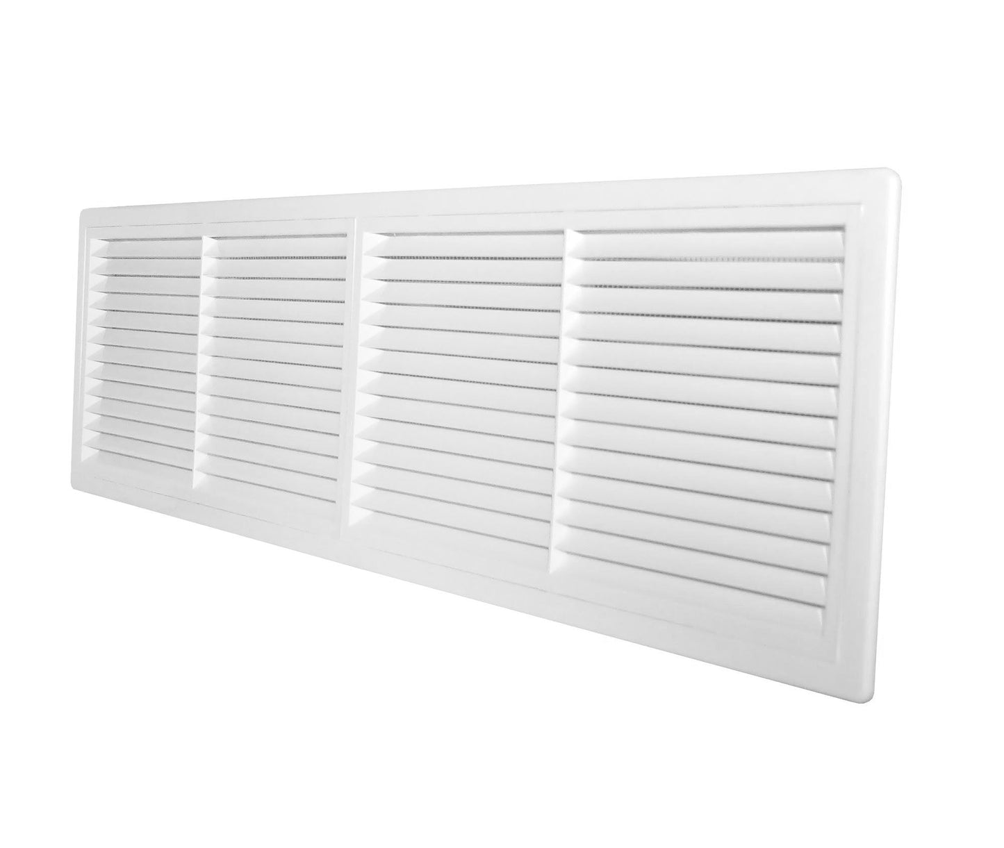 White Louvre Vent with Fly Screen, 430mm x 110mm