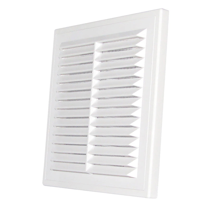 White Louvre Vent with Fly Screen, 210mm x 210mm