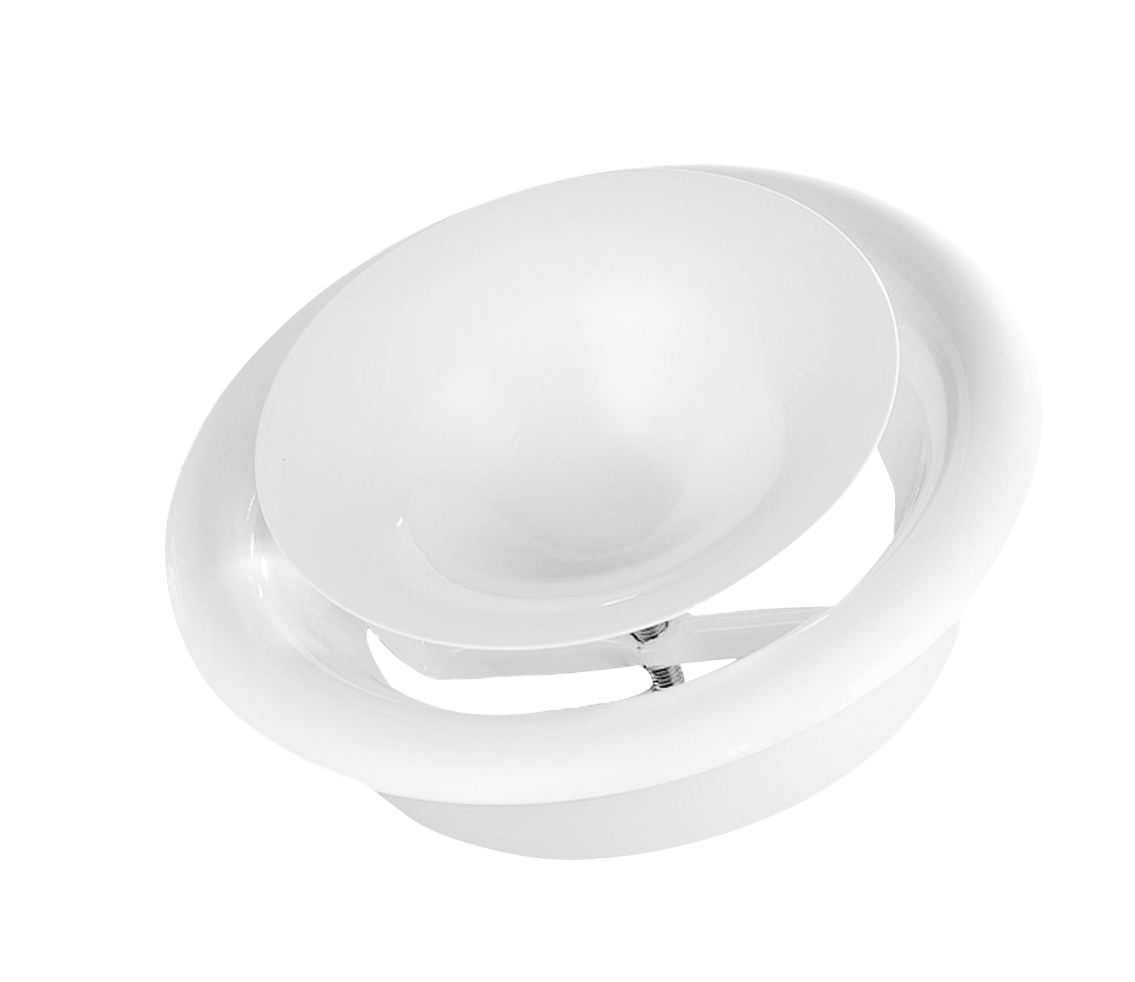 White Anemostat Intake Ceiling Valve, 125mm