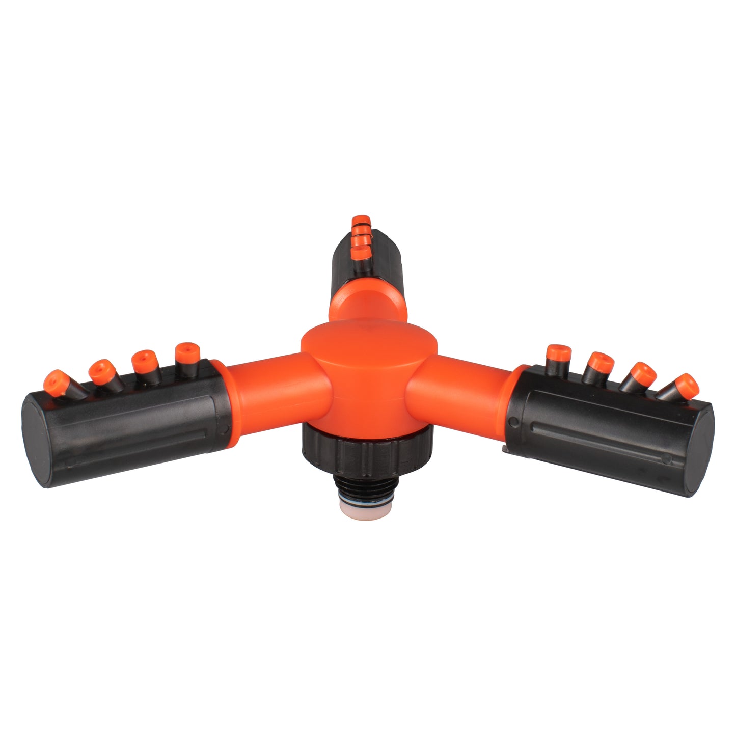 3-Arm Rotating Garden Sprinkler, Black & Orange