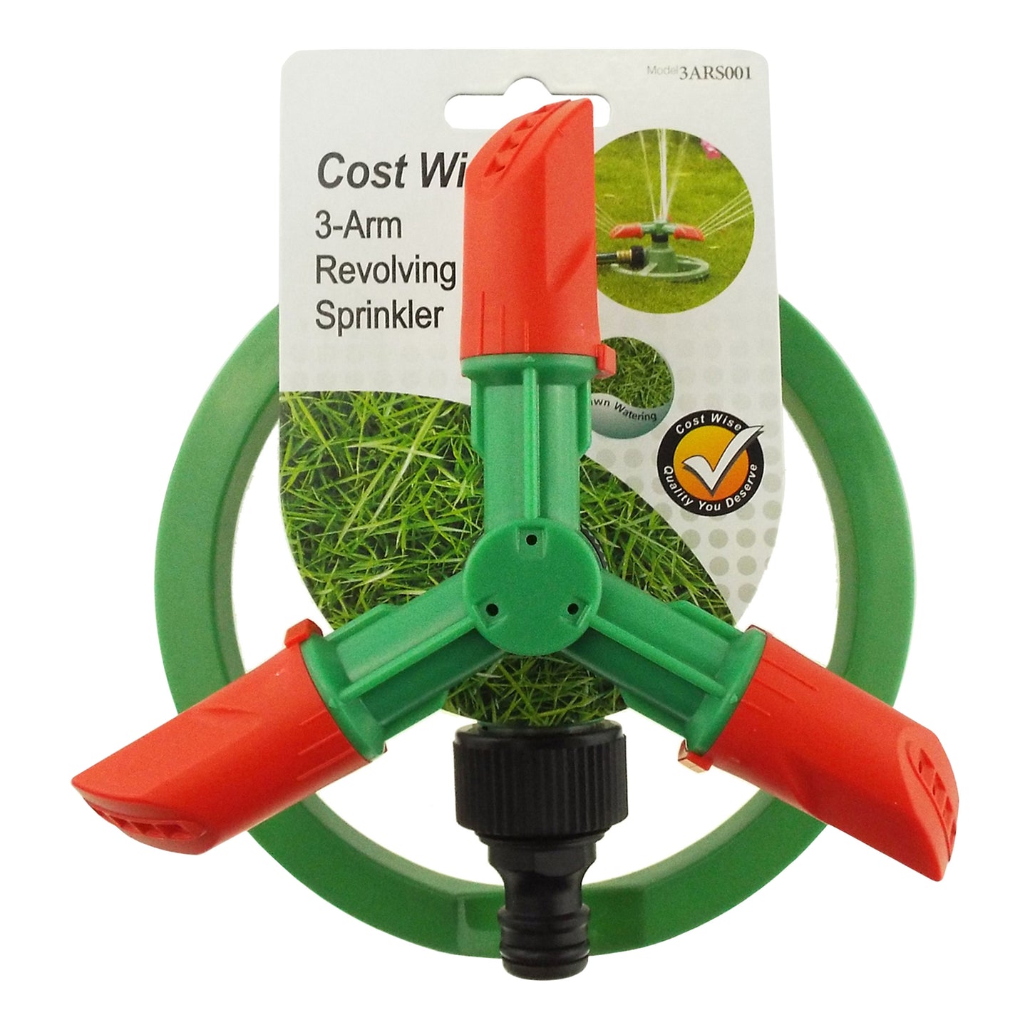 3-Arm Rotating Garden Sprinkler, Green