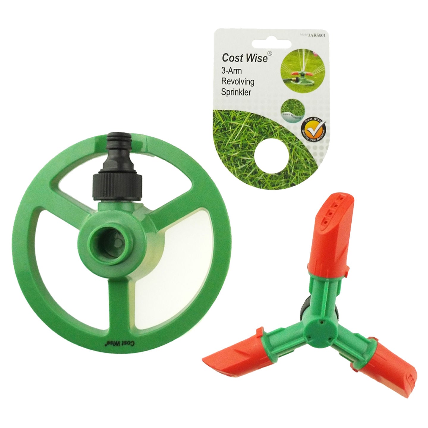 3-Arm Rotating Garden Sprinkler, Green