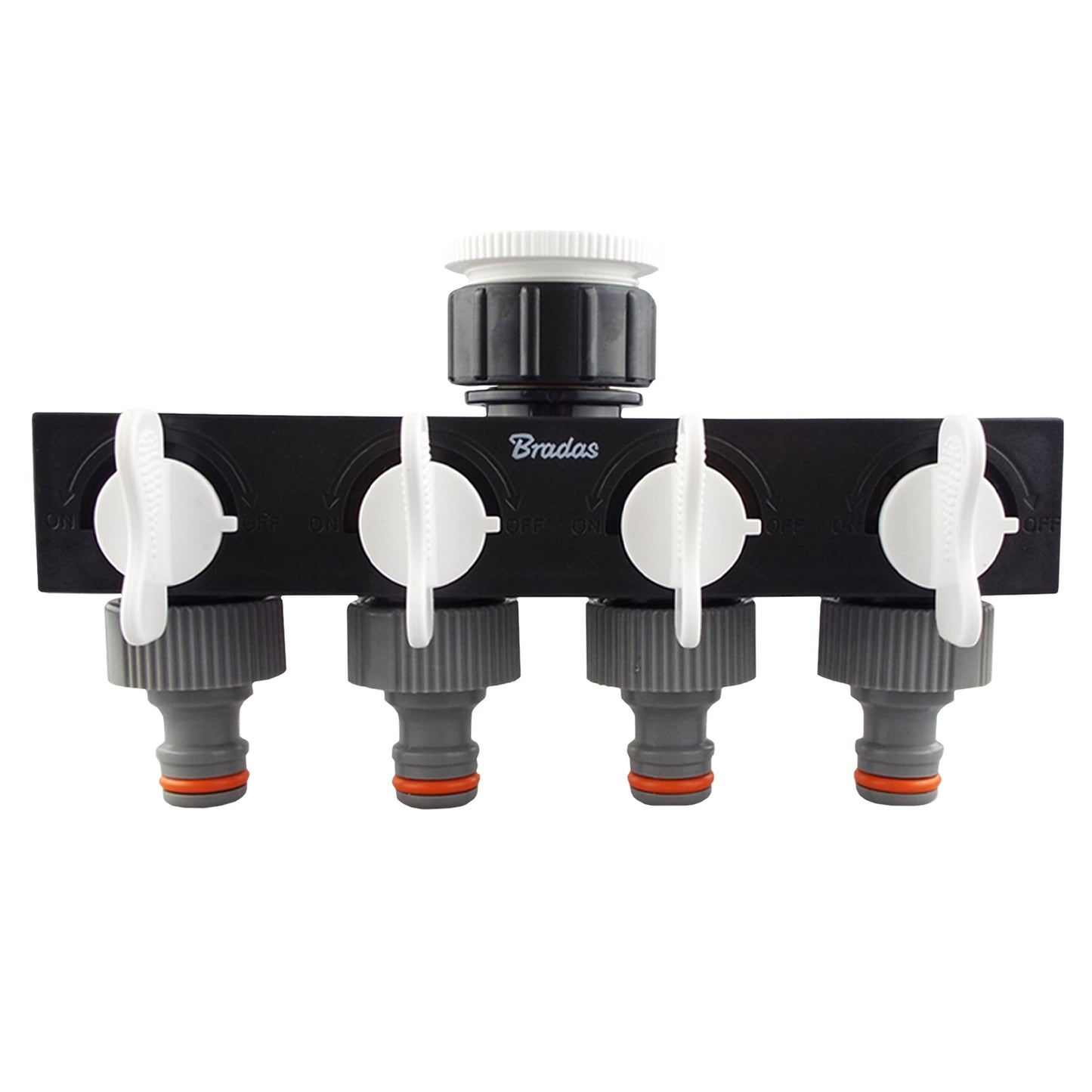 4-Way Splitter with Valves, Grey