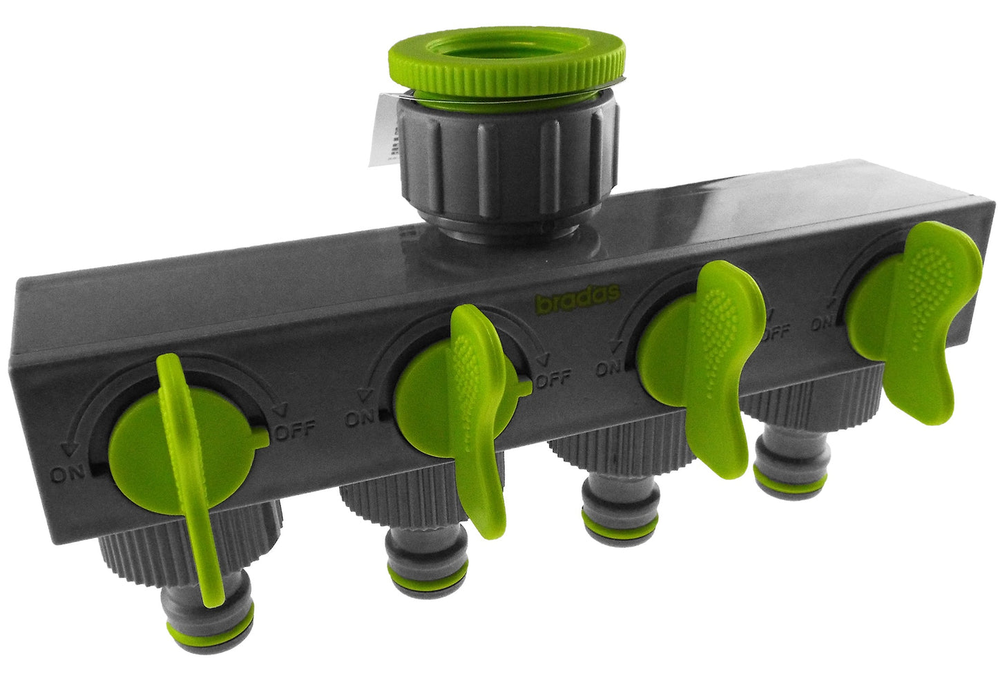 4-Way Splitter with Valves, Lime