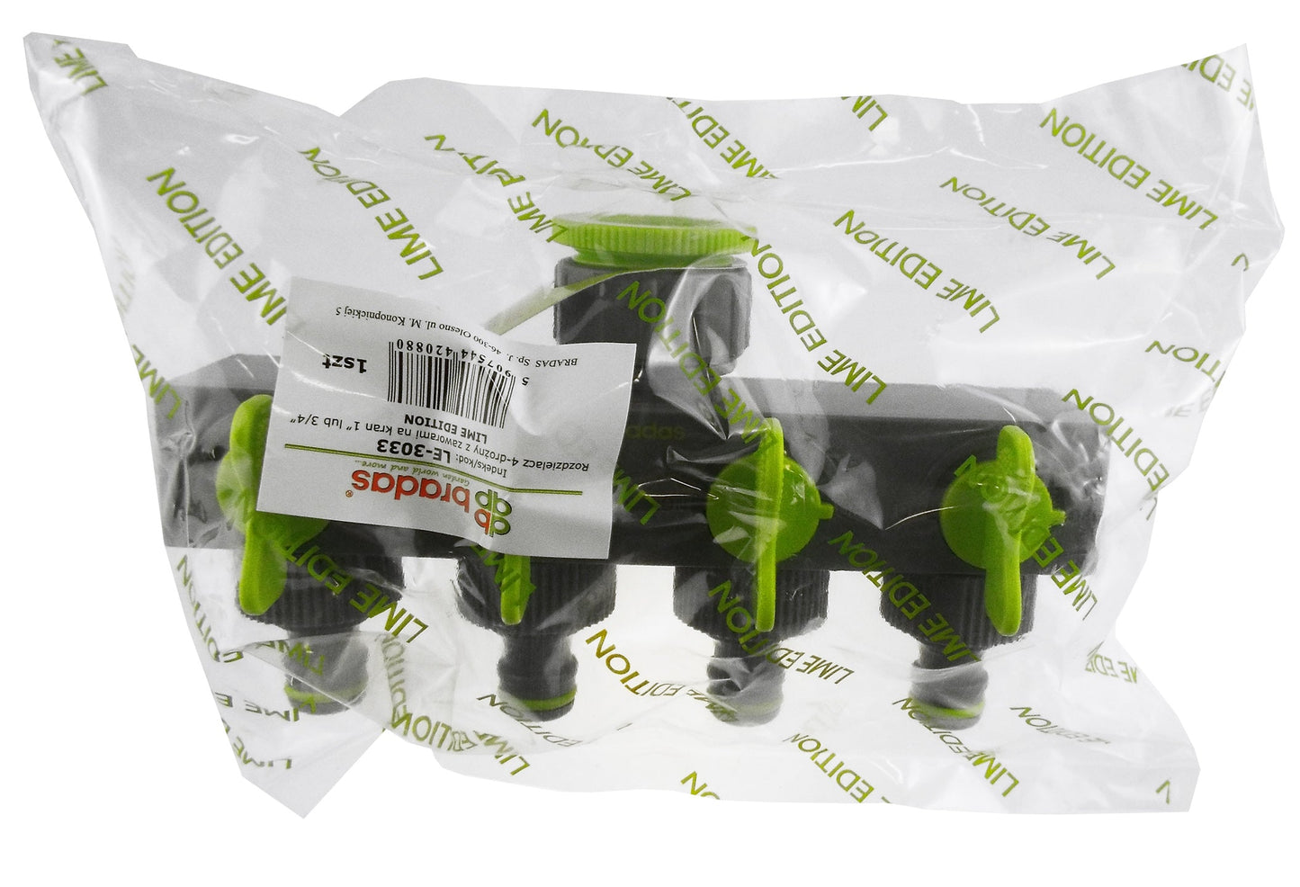 4-Way Splitter with Valves, Lime