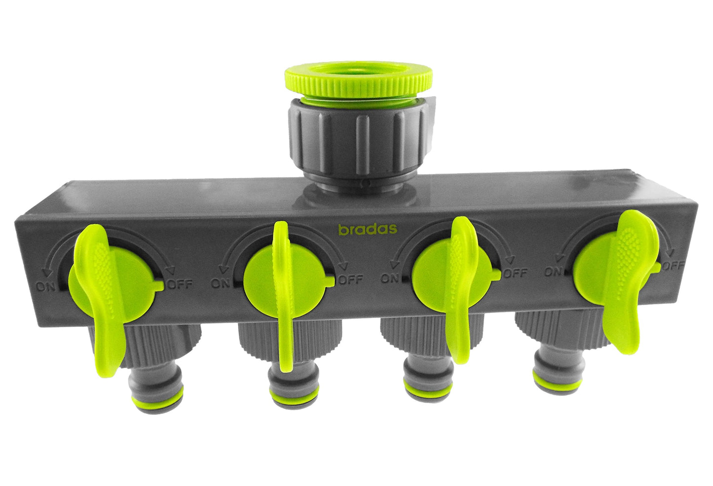 4-Way Splitter with Valves, Lime