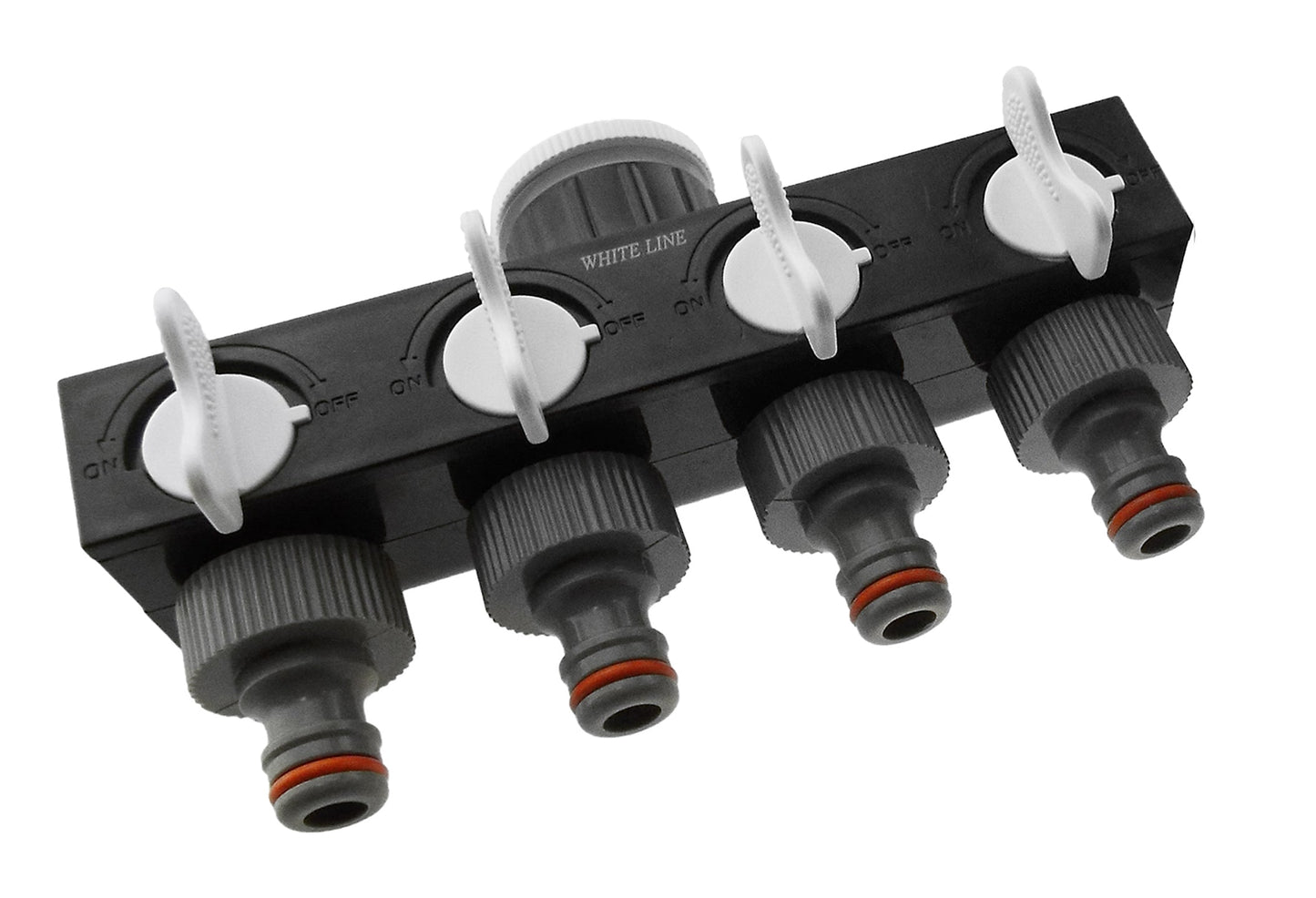 4-Way Splitter with Valves, Grey