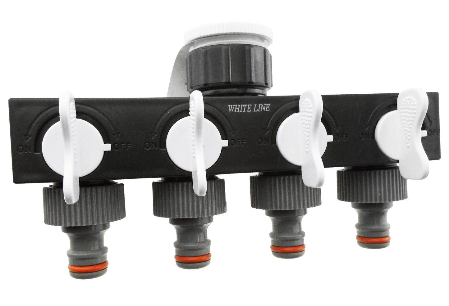 4-Way Splitter with Valves, Grey