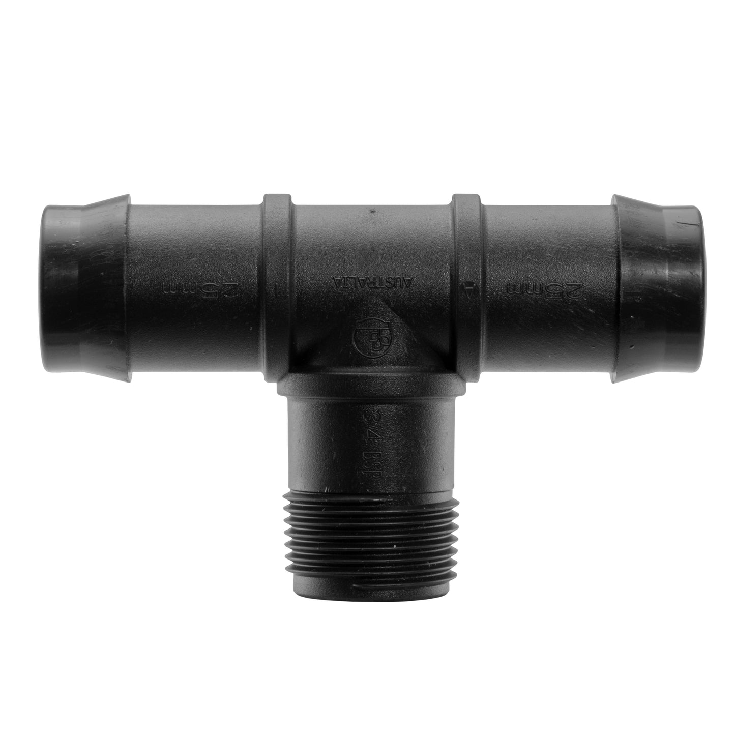 1" Irrigation Pipe Tee Splitter with 3/4" BSPM Thread