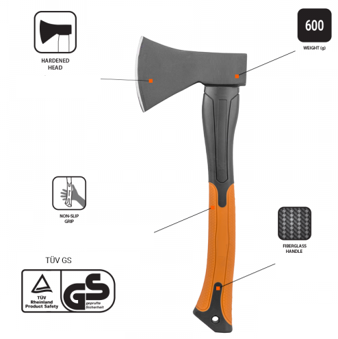 600g Hand Axe Hatchet with Fiberglass Handle