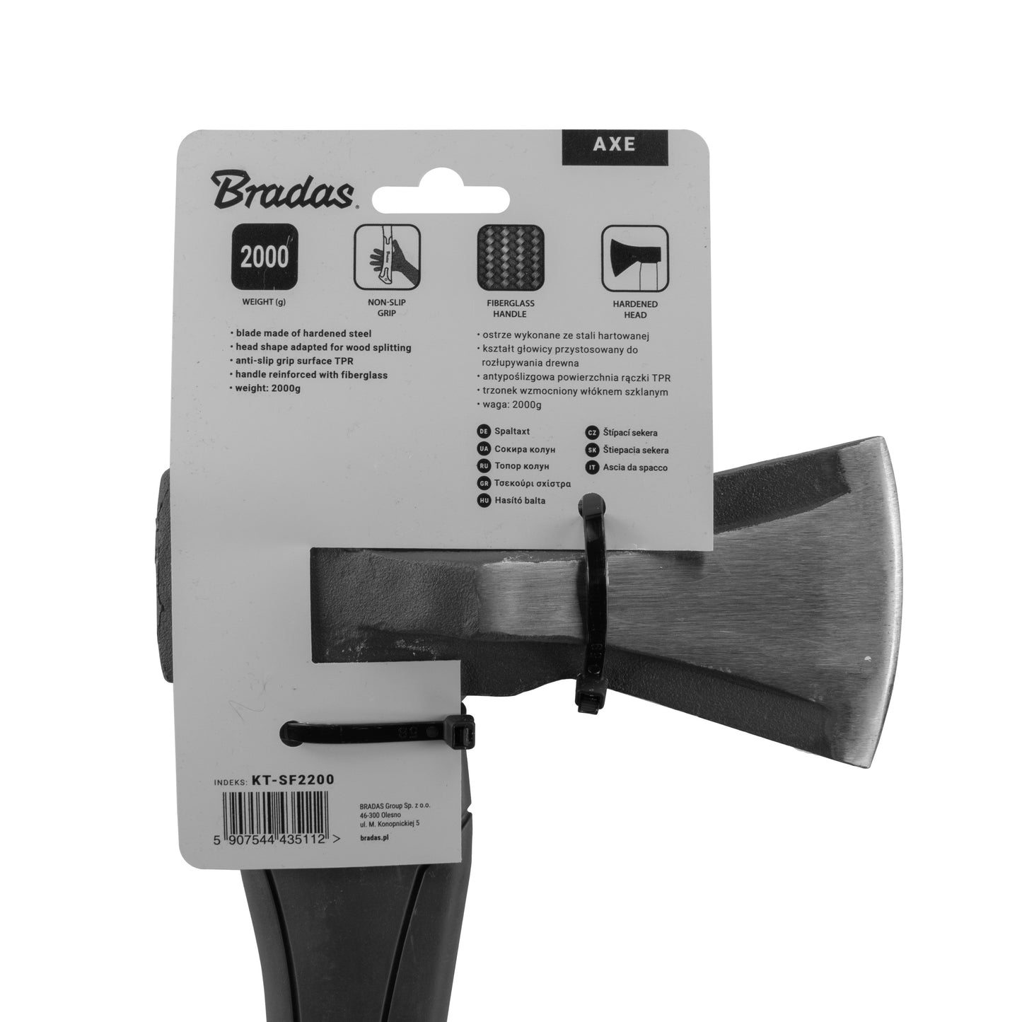 2000g Log Splitting Axe with Fibreglass Handle