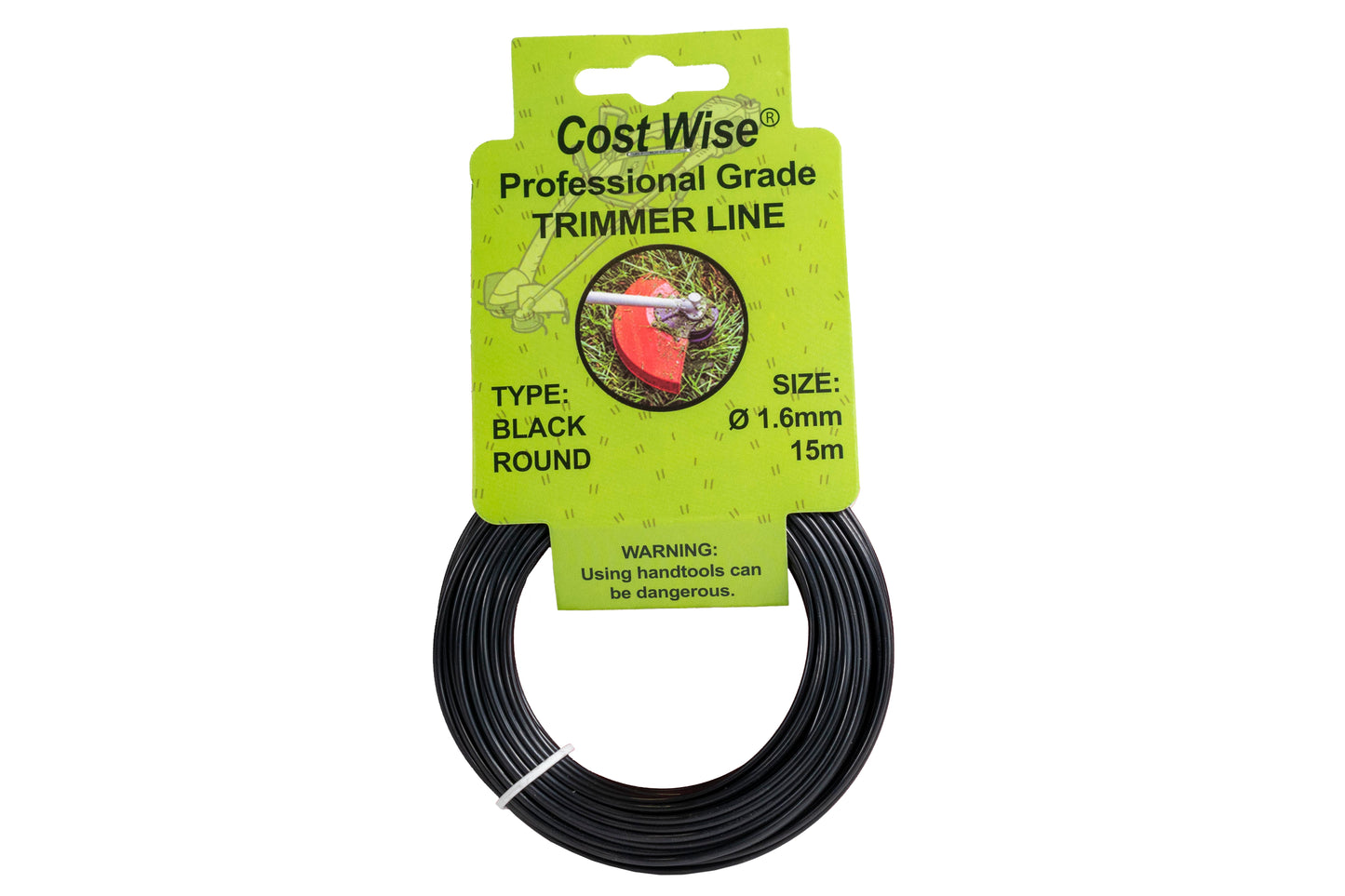 15m Black Rounded Trimmer Line, 1.6mm