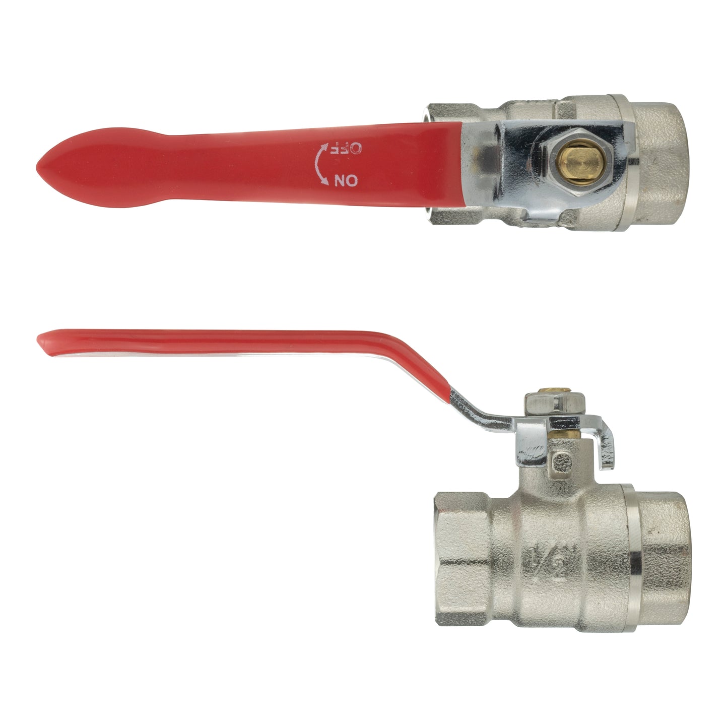 Female Nickel Plated Brass Lever Valve, 1/2"