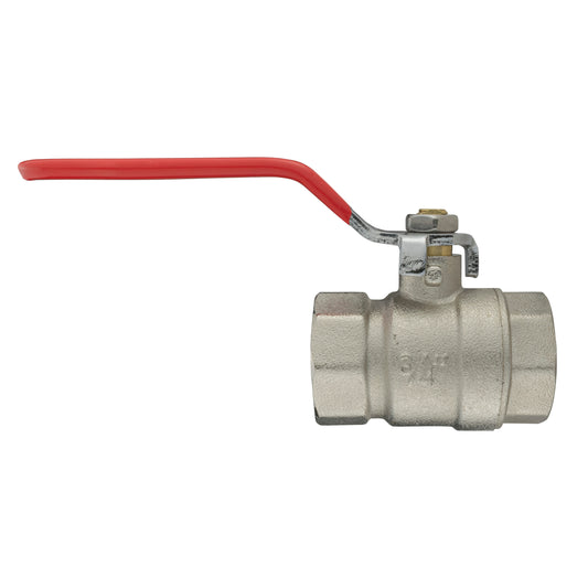 Female Nickel Plated Brass Lever Valve, 3/4"
