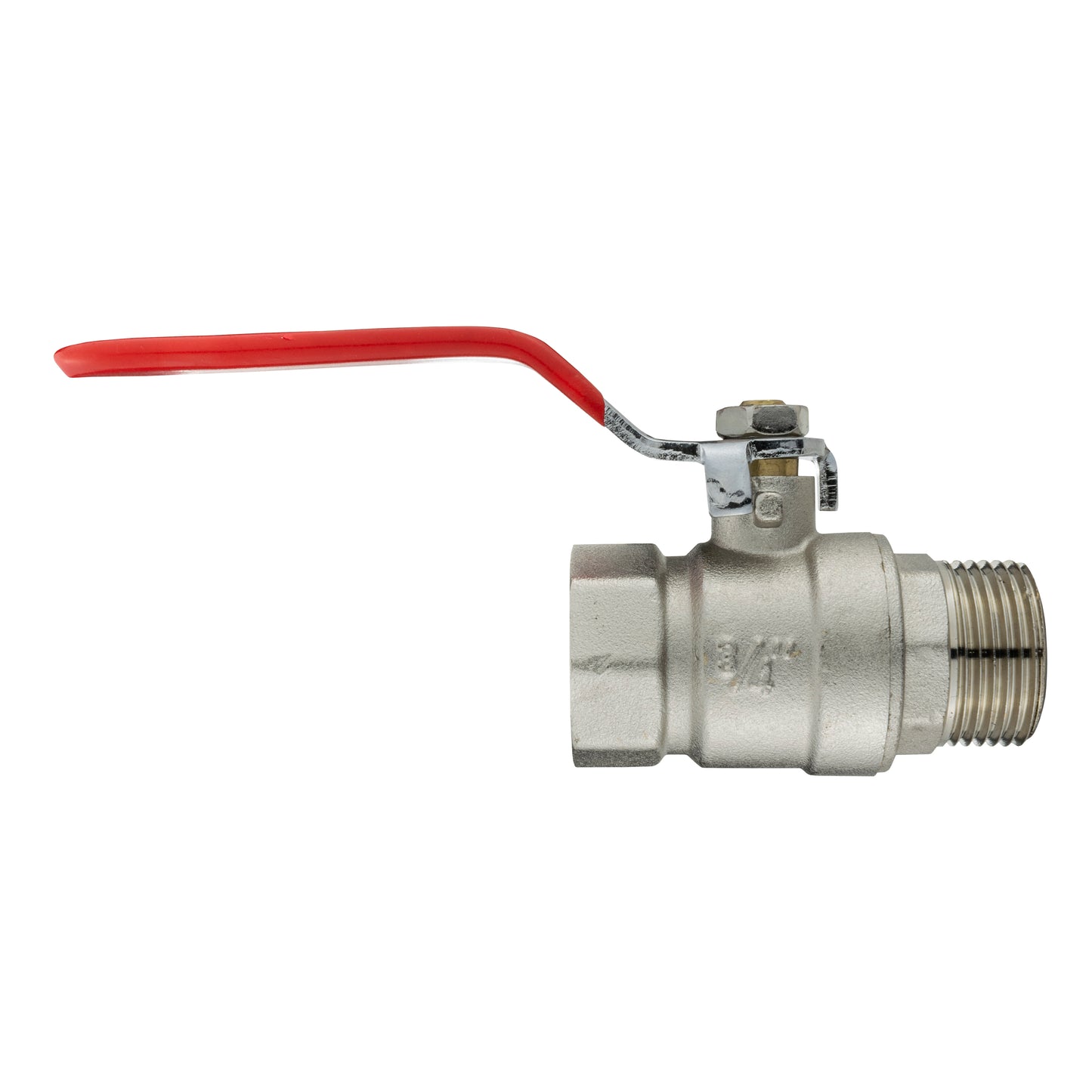 Male to Female Nickel Plated Brass Lever Valve, 3/4"