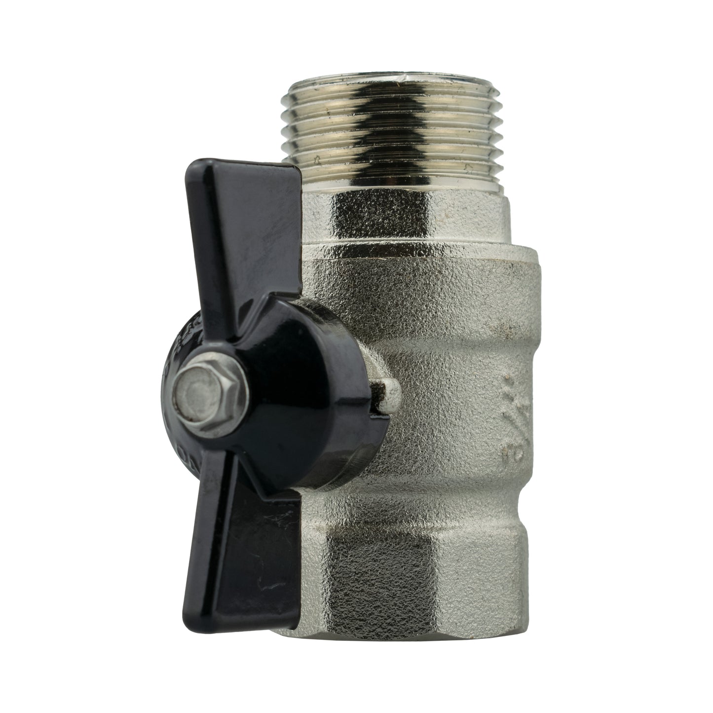 Male to Female Nickel Plated Zinc Butterfly Valve, 3/4"