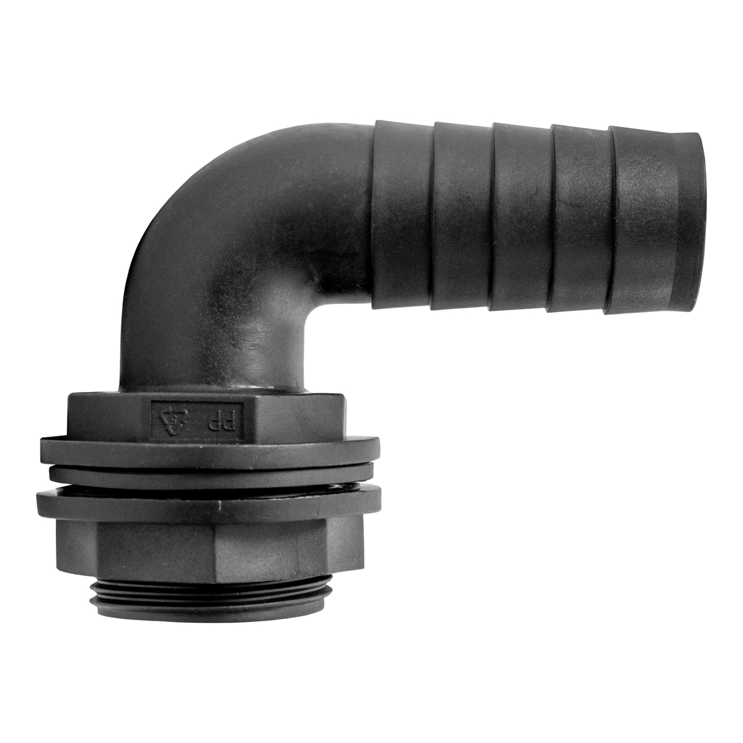 Water Butt 90° Overflow Elbow with Nut & Washer, 1.25"