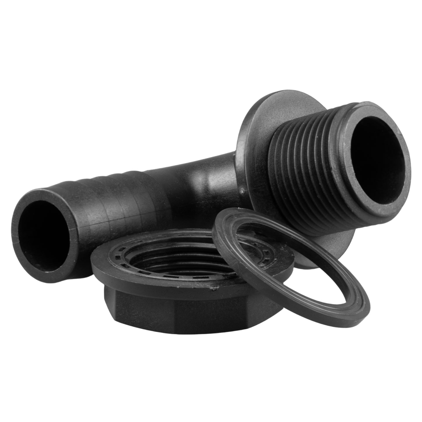 Water Butt 90° Overflow Elbow with Nut & Washer, 1"
