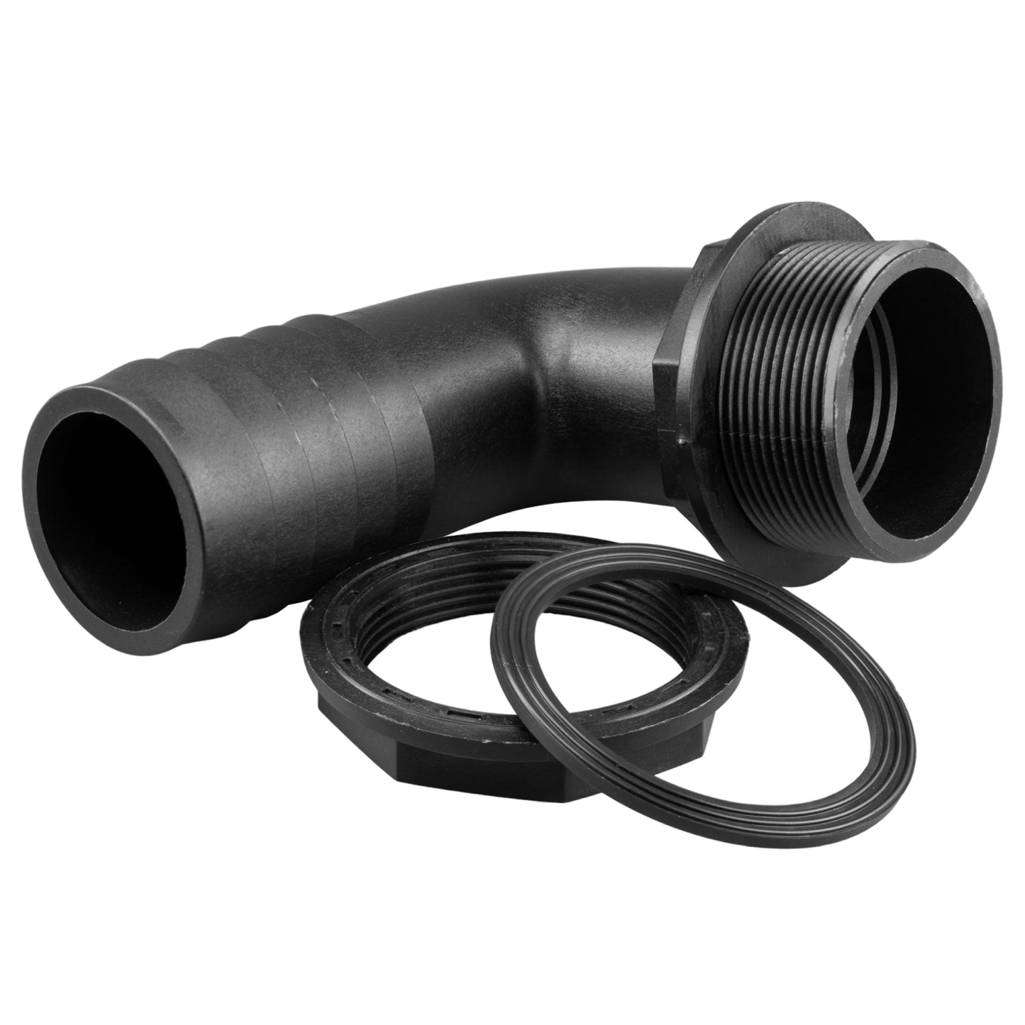 Water Butt 90° Overflow Elbow with Nut & Washer, 2"