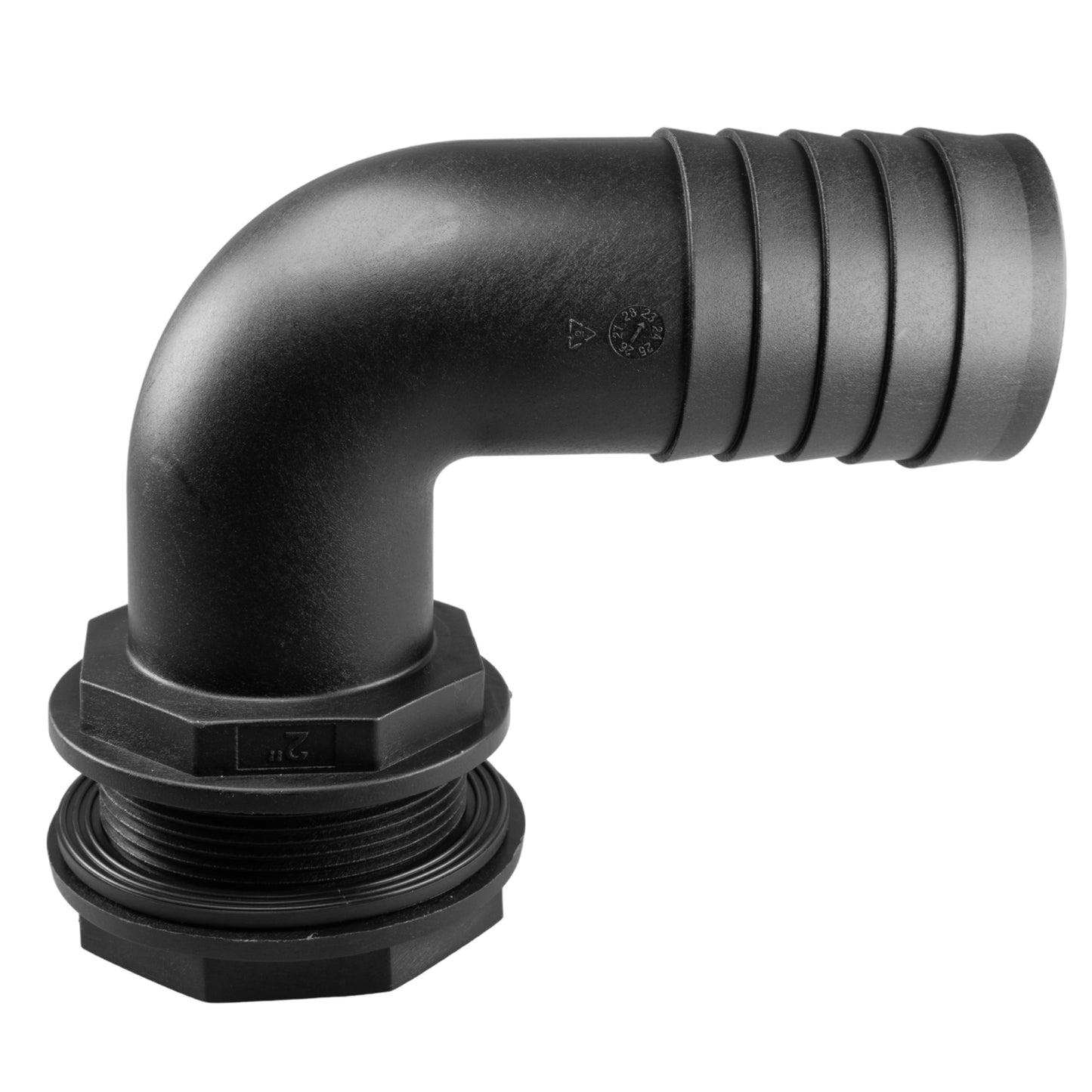 Water Butt 90° Overflow Elbow with Nut & Washer, 2"