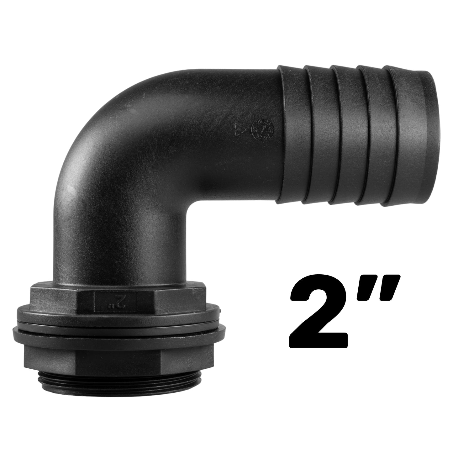 Water Butt 90° Overflow Elbow with Nut & Washer, 2"
