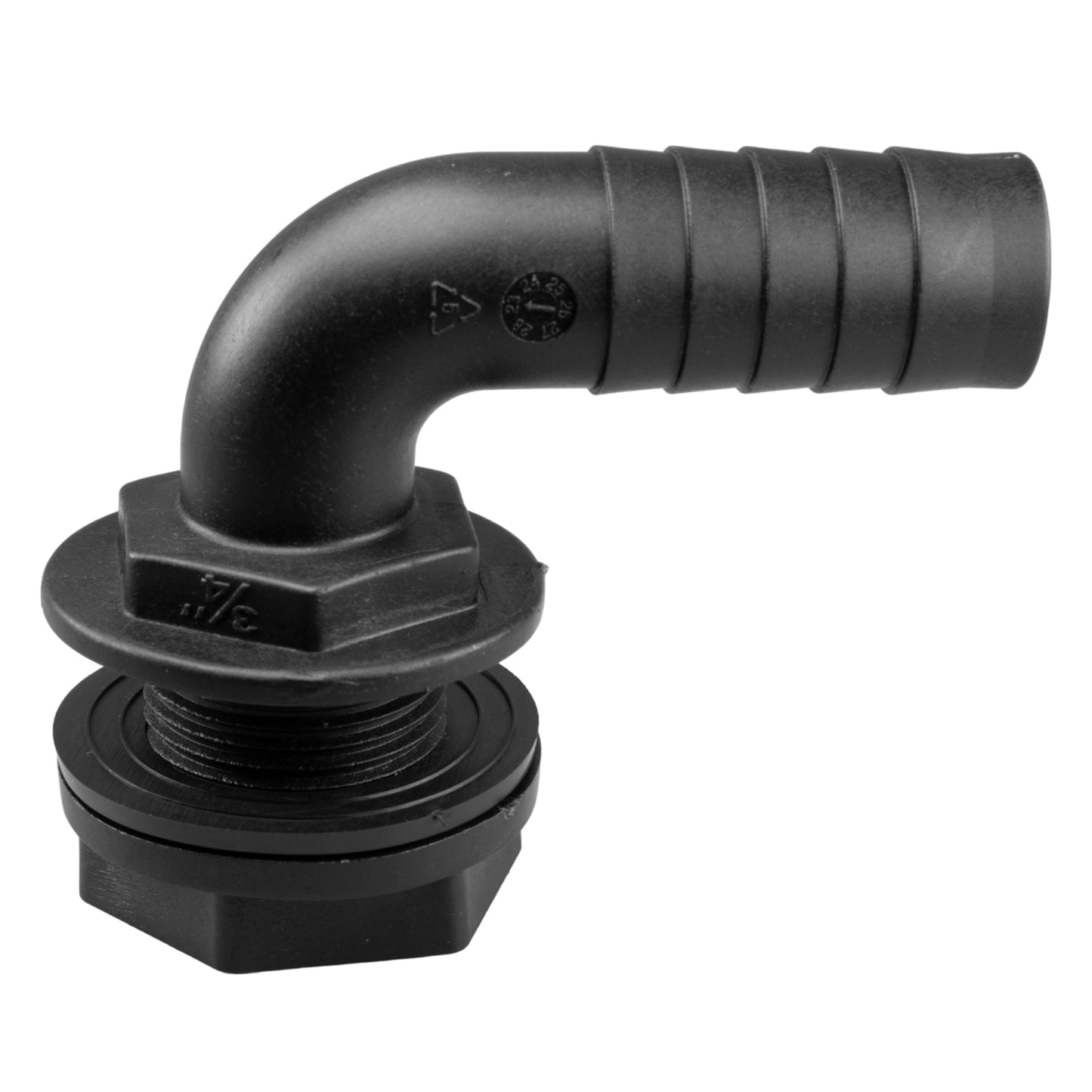 Water Butt 90° Overflow Elbow with Nut & Washer, 3/4"