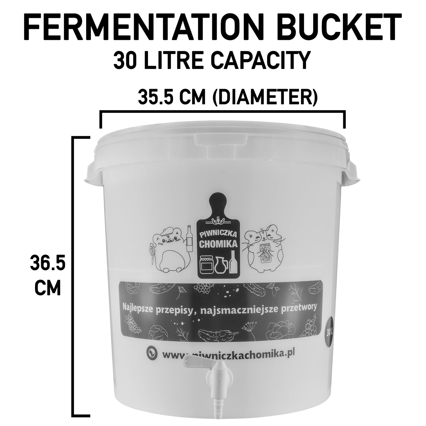 30L Home Brewing Fermenation Bucket with Lid & Tap