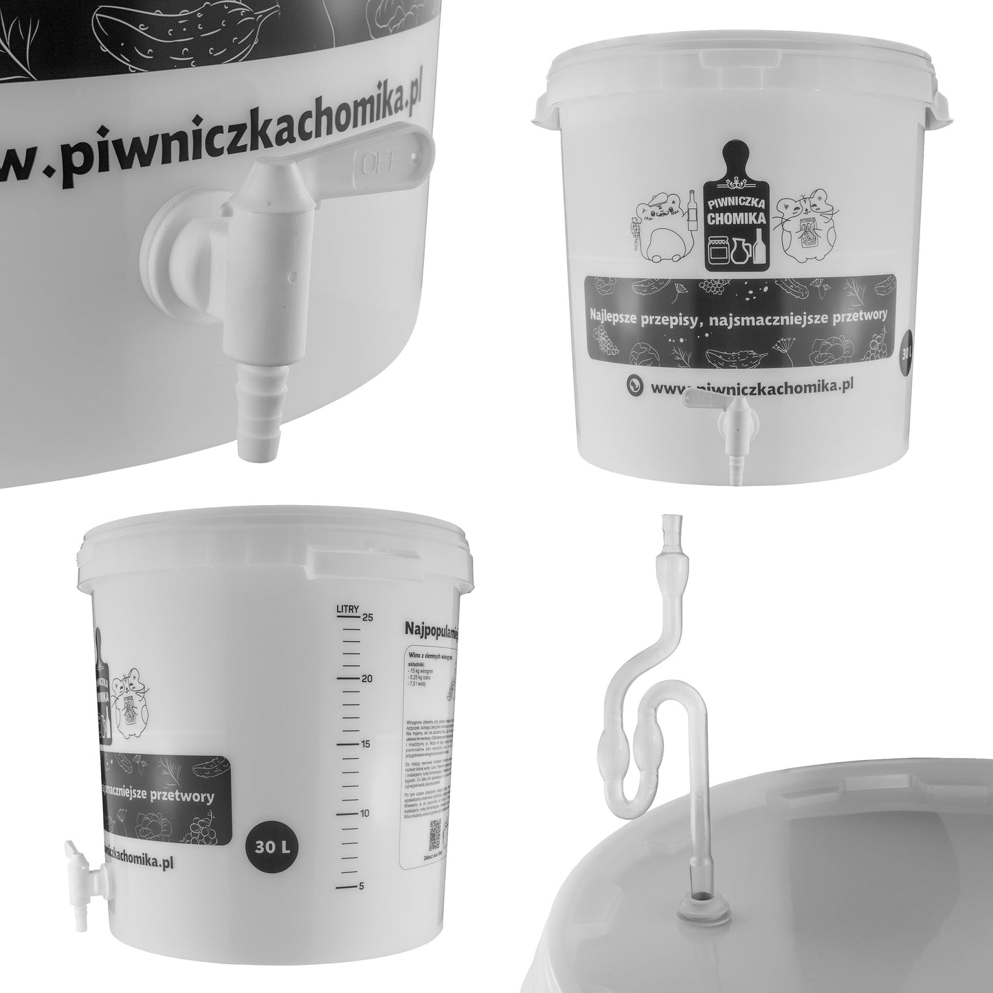 30L Home Brewing Fermenation Bucket with Lid & Tap