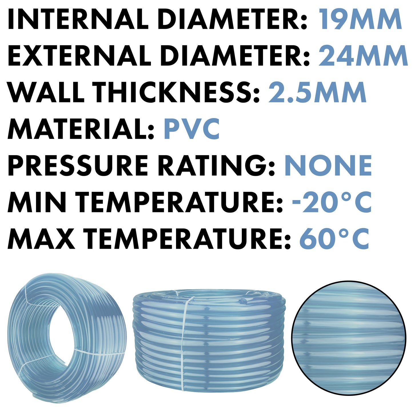 19mm x 24mm Clear PVC Tech Hose