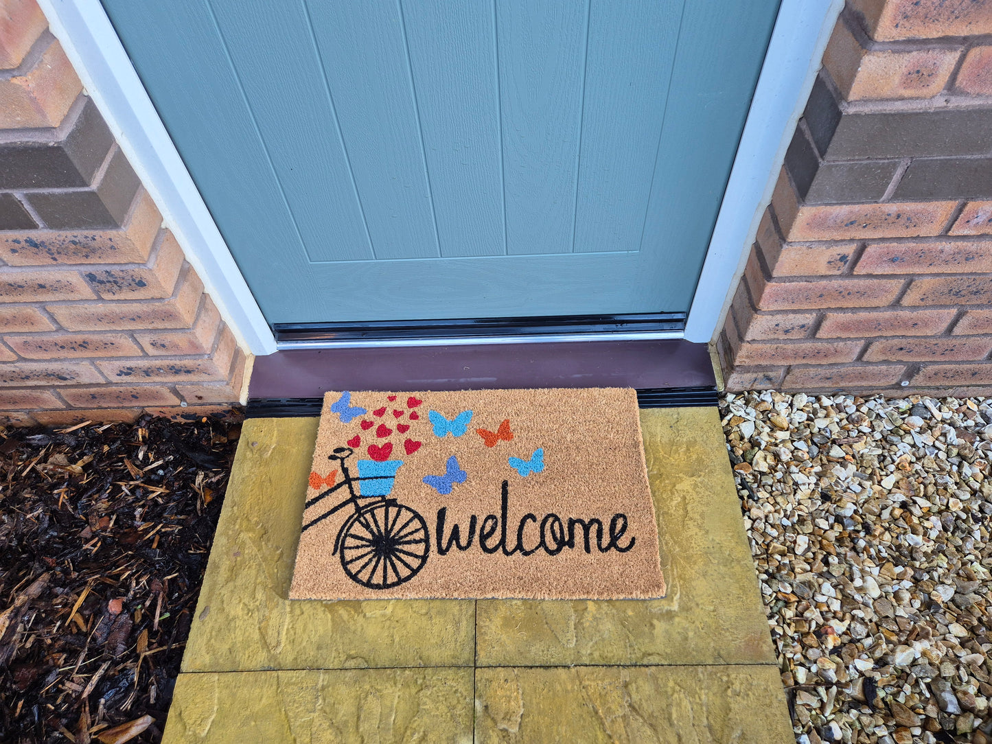 Coir Doormat, 60cm x 40cm - 'Welcome' (Bike)