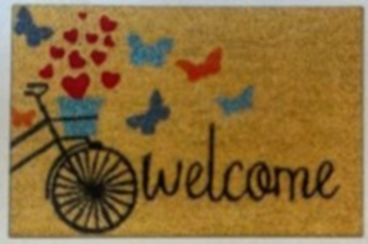 Coir Doormat, 60cm x 40cm - 'Welcome' (Bike)