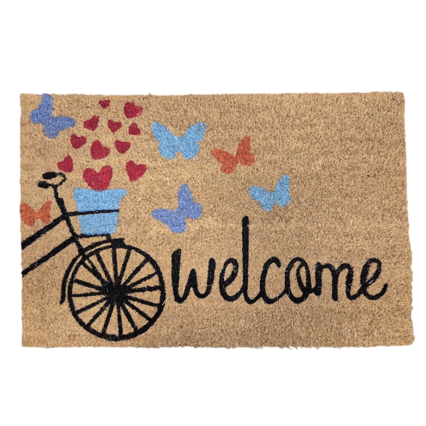 Coir Doormat, 60cm x 40cm - 'Welcome' (Bike)