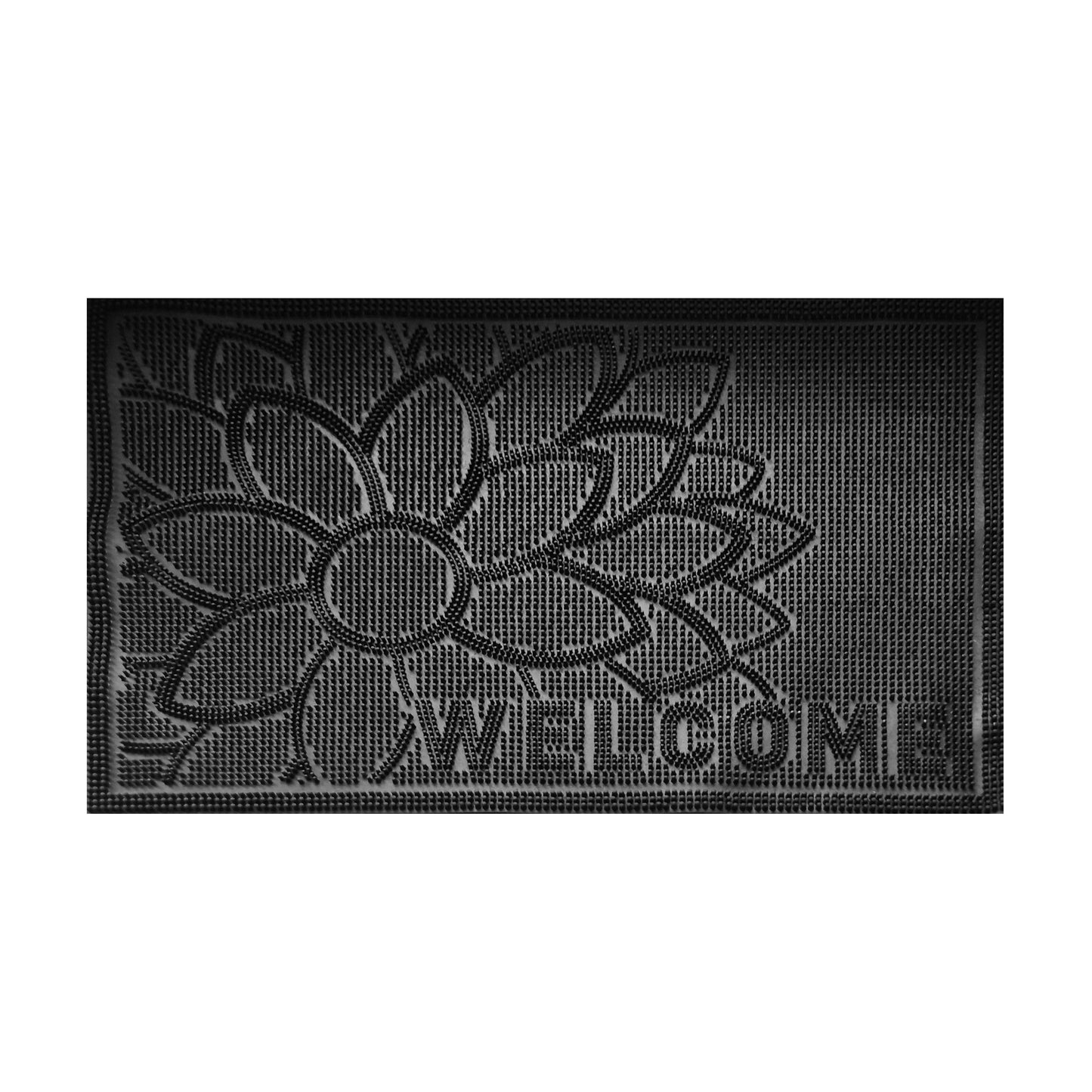 Rubber Doormat, 60cm x 40cm - 'Welcome' (Flower)