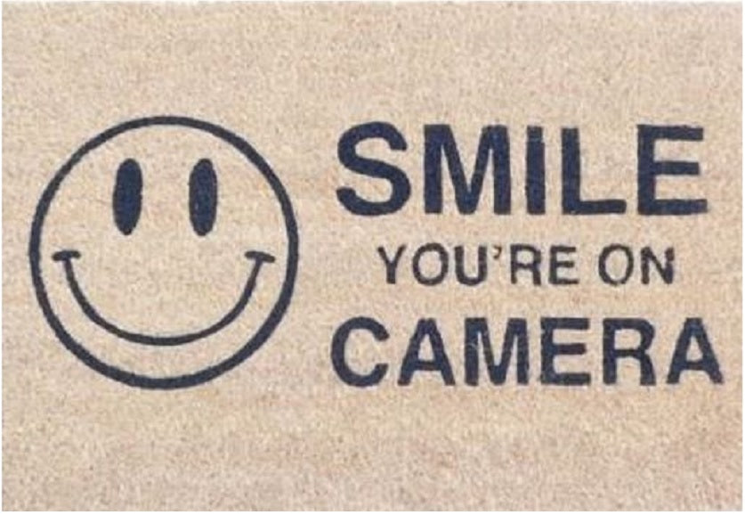 Coir Doormat, 60cm x 40cm - 'Smile You're On Camera'