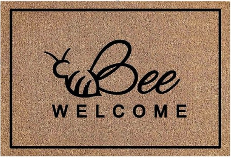 Coir Doormat, 60cm x 40cm - 'Bee Welcome'