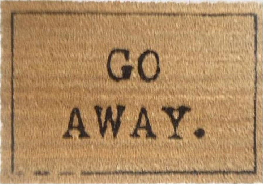 Coir Doormat, 60cm x 40cm - 'Go Away.'