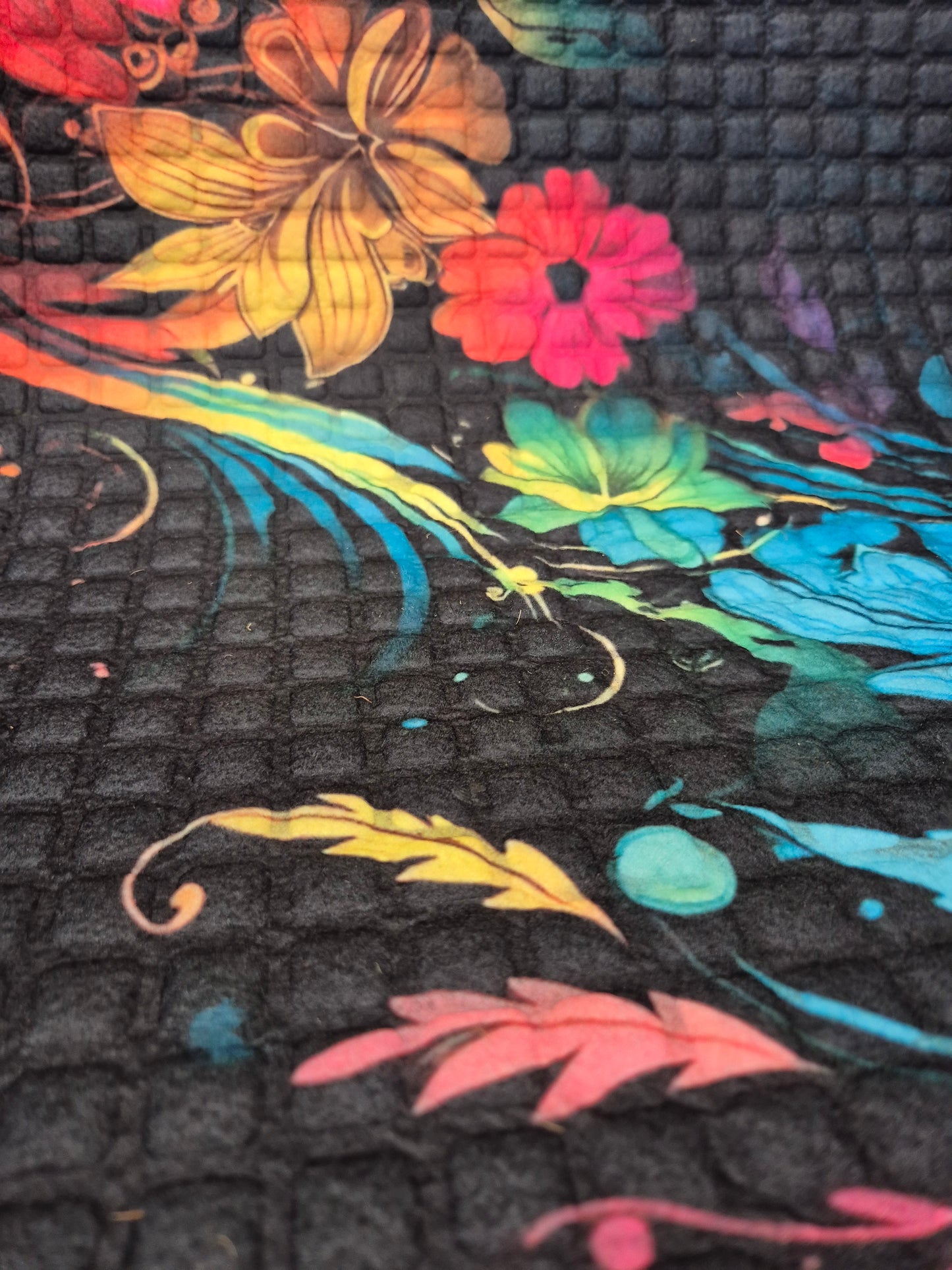 3D Embossed Doormat, 75cm x 45cm - Neon Flowers
