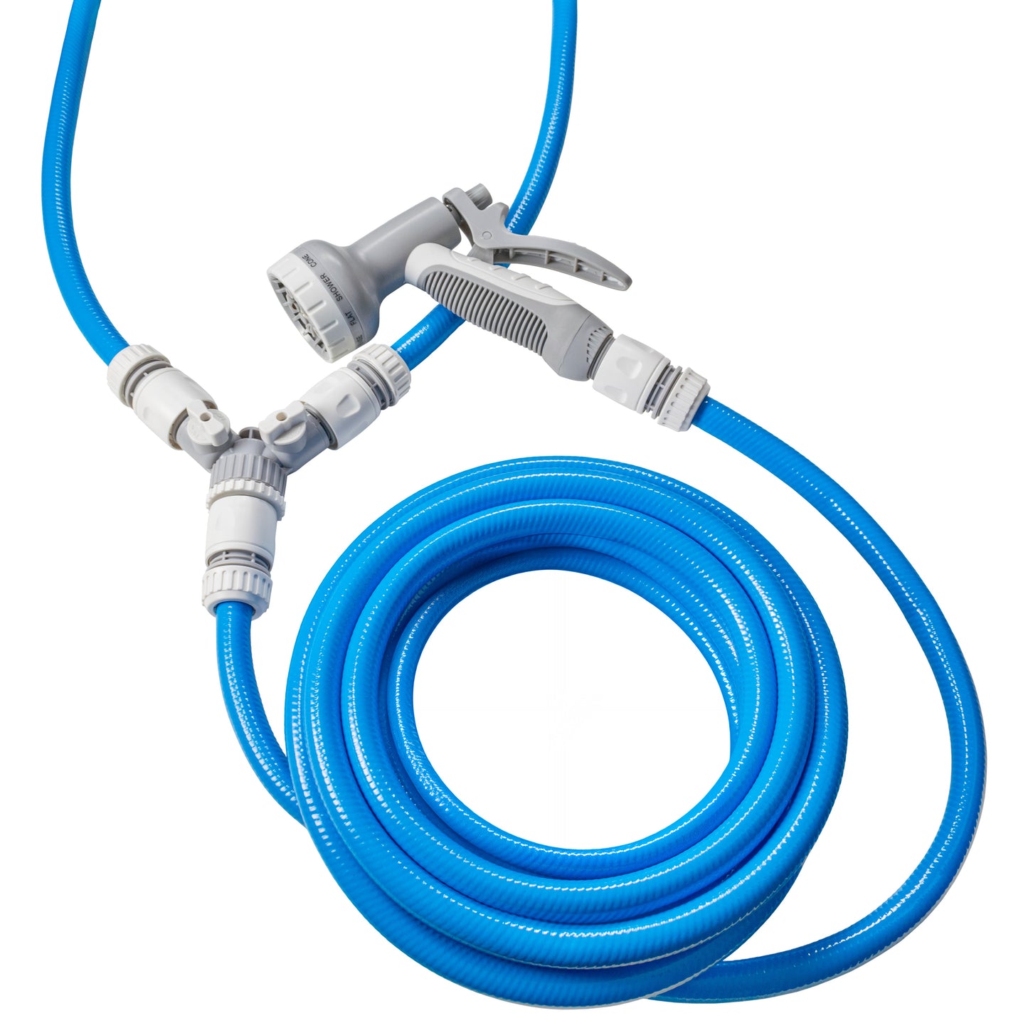 Hot & Cold Dog Shower Wash Kit with Water Sprayer & Valved Mixer, Blue