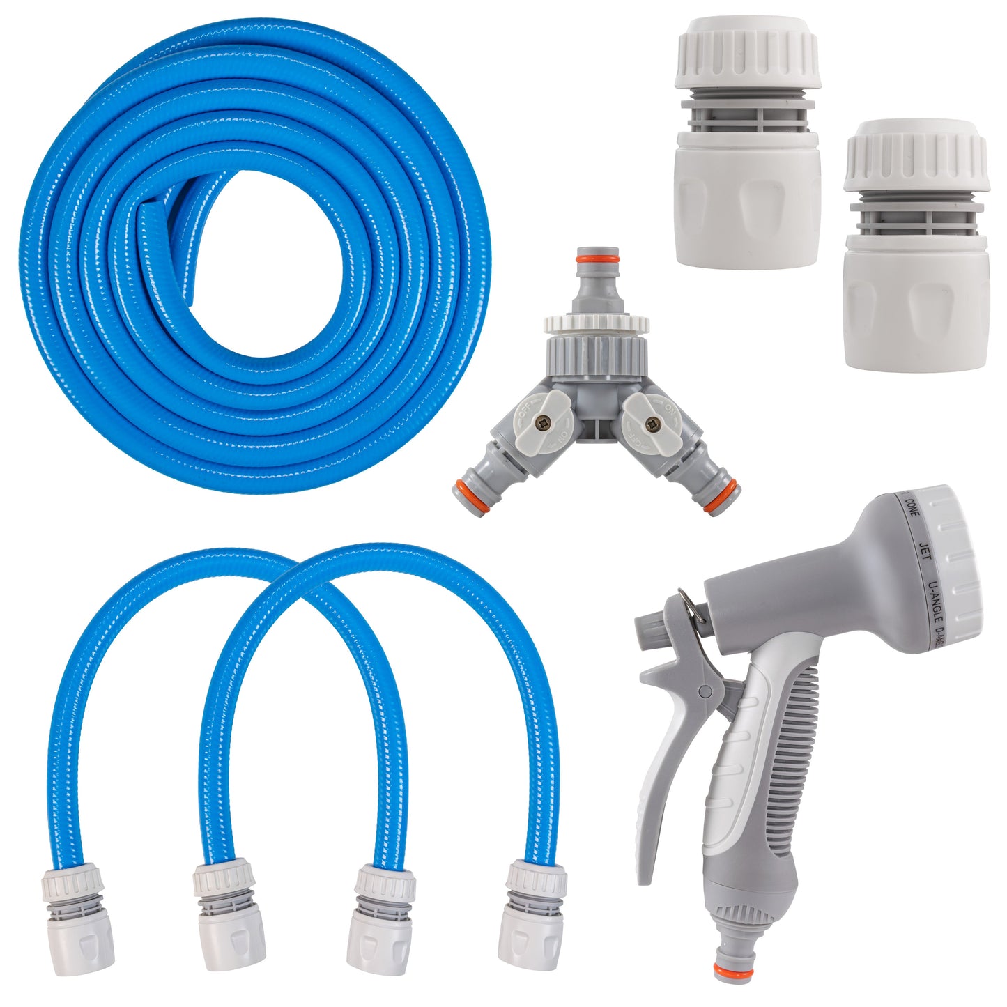 Hot & Cold Dog Shower Wash Kit with Water Sprayer & Valved Mixer, Blue