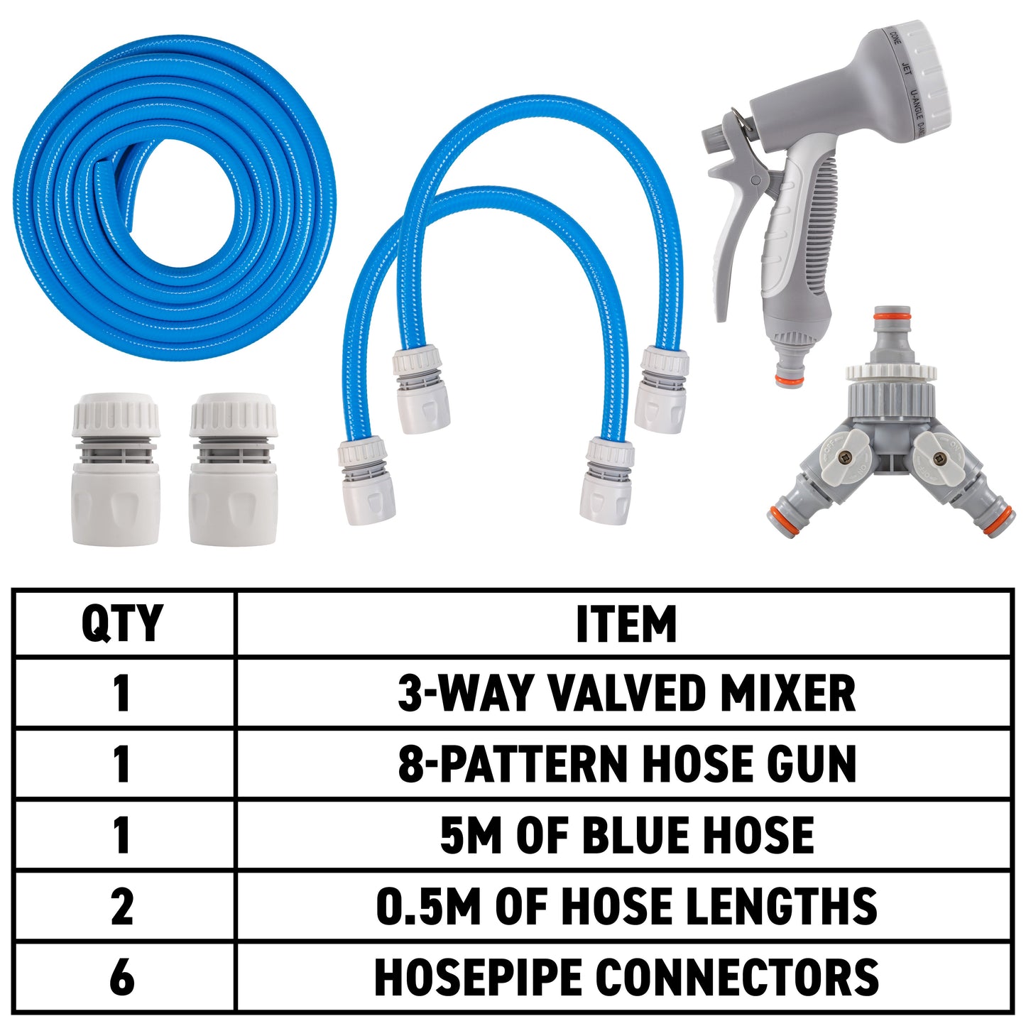 Hot & Cold Dog Shower Wash Kit with Water Sprayer & Valved Mixer, Blue