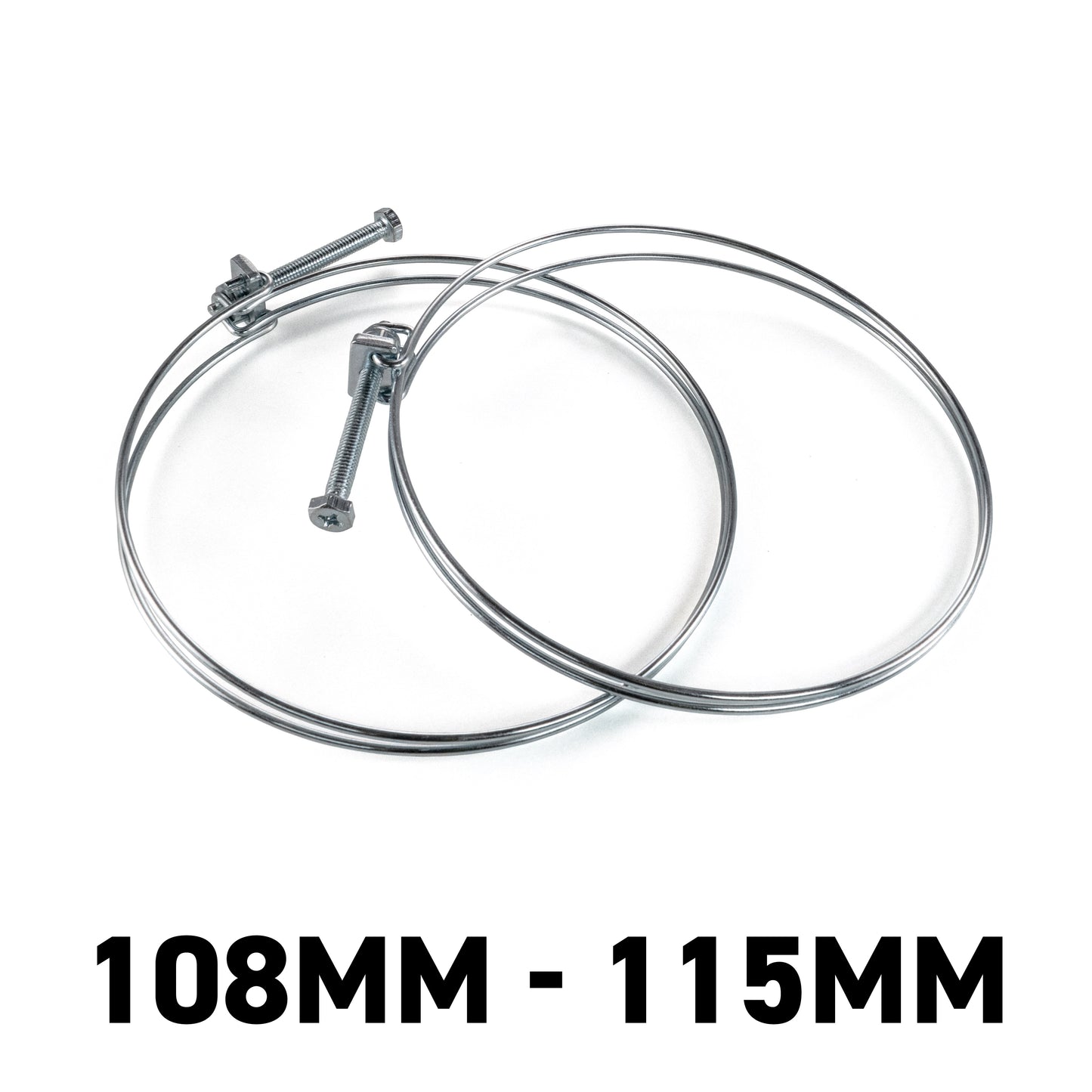 Galvanised Steel Double Wire Hose Clamps, 108mm-115mm