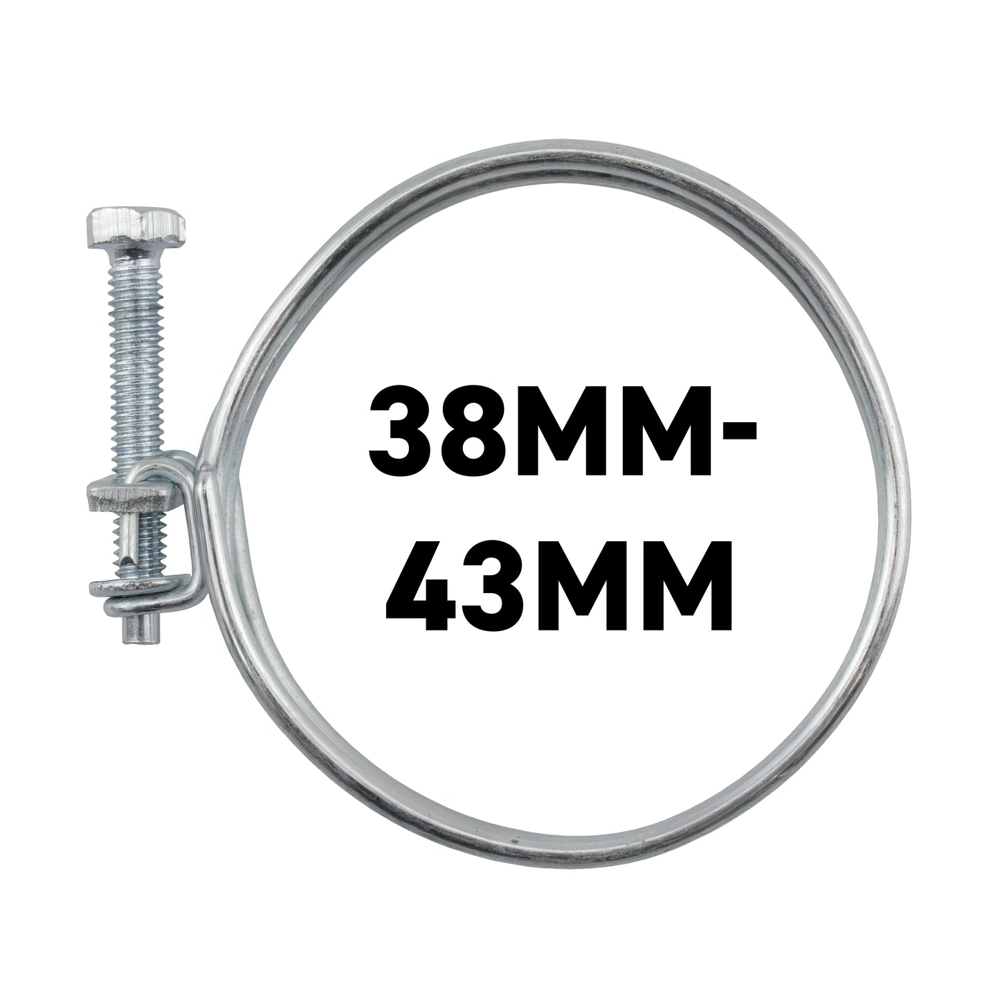 Galvanised Steel Double Wire Hose Clamps, 38mm-43mm