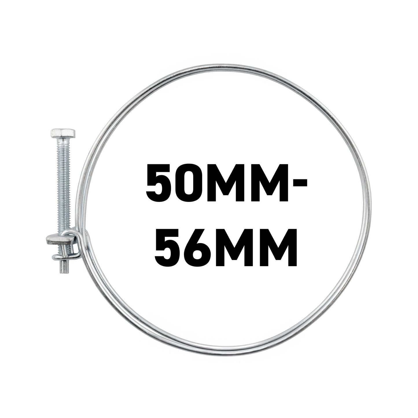 Galvanised Steel Double Wire Hose Clamps, 50mm-56mm