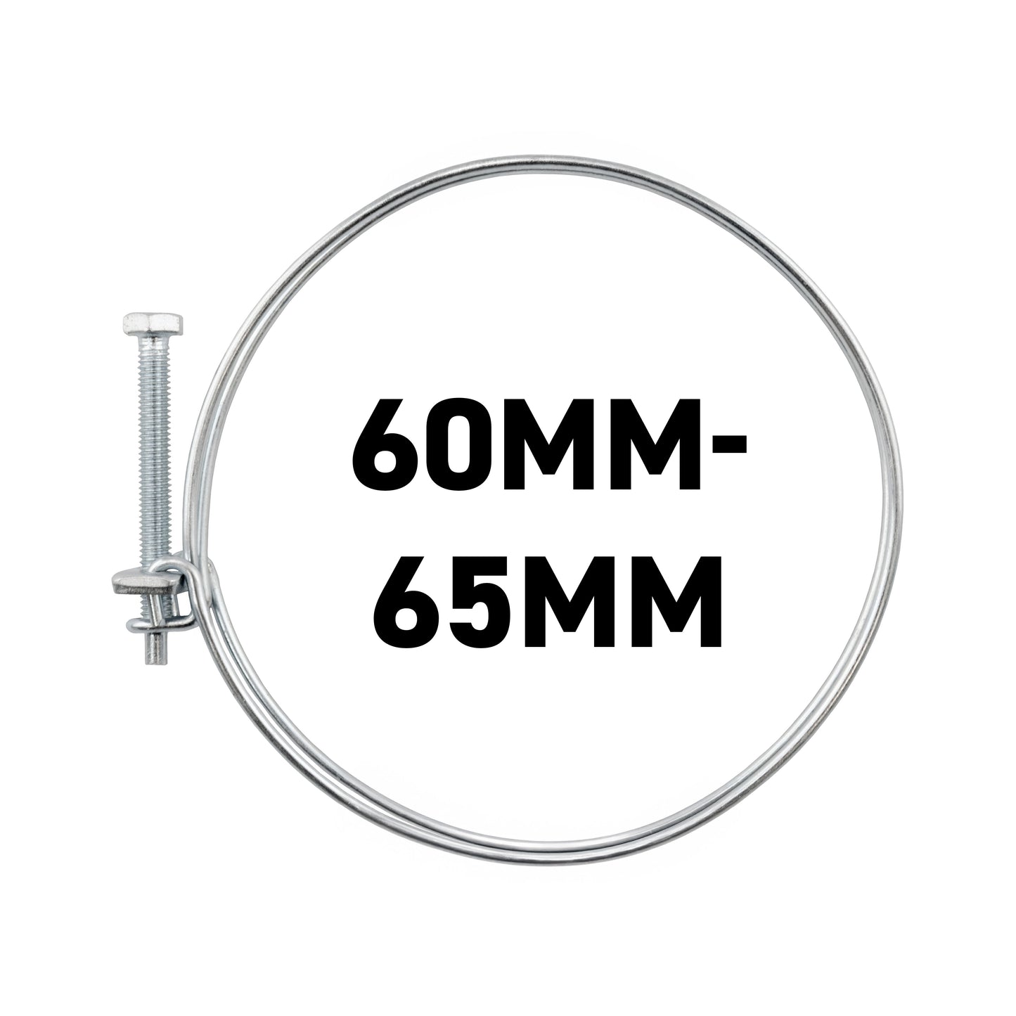 Galvanised Steel Double Wire Hose Clamps, 60mm-65mm