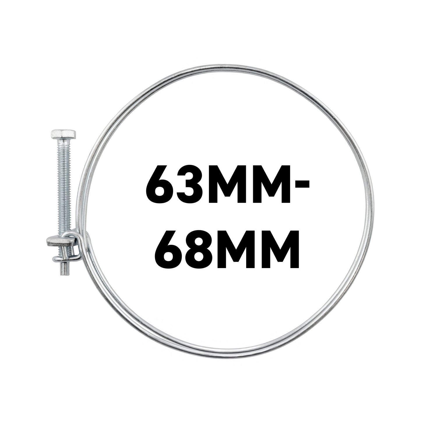 Galvanised Steel Double Wire Hose Clamps, 63mm-68mm