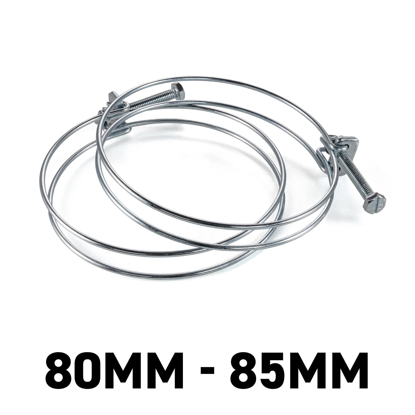 Galvanised Steel Double Wire Hose Clamps, 80mm-85mm