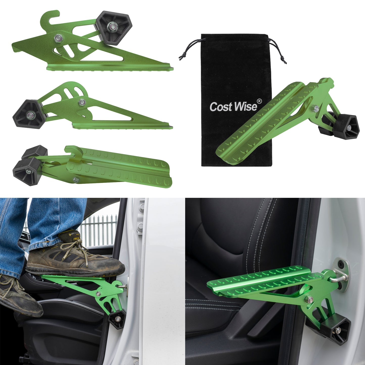 Type D Vehicle Car Door Step Up Ladder, Green