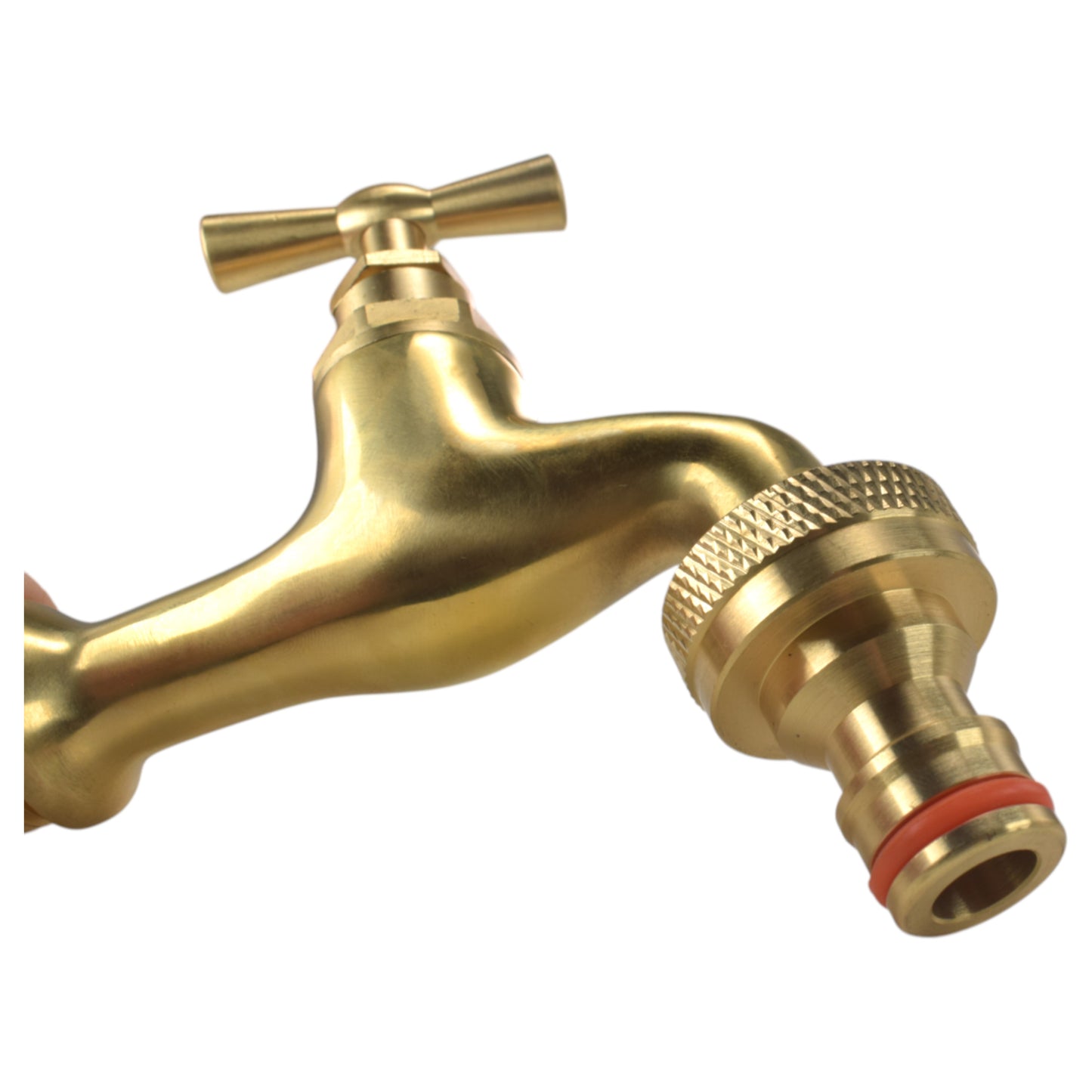 Polished Brass Quick Connector Bib Tap, 1/2" BSP