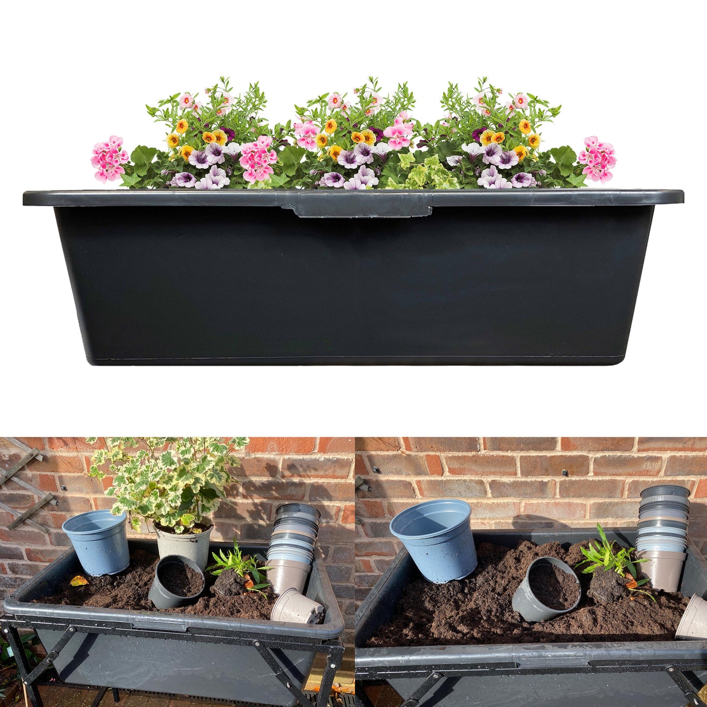 Black Rectangle Mixing Container Tub, 40 Litres