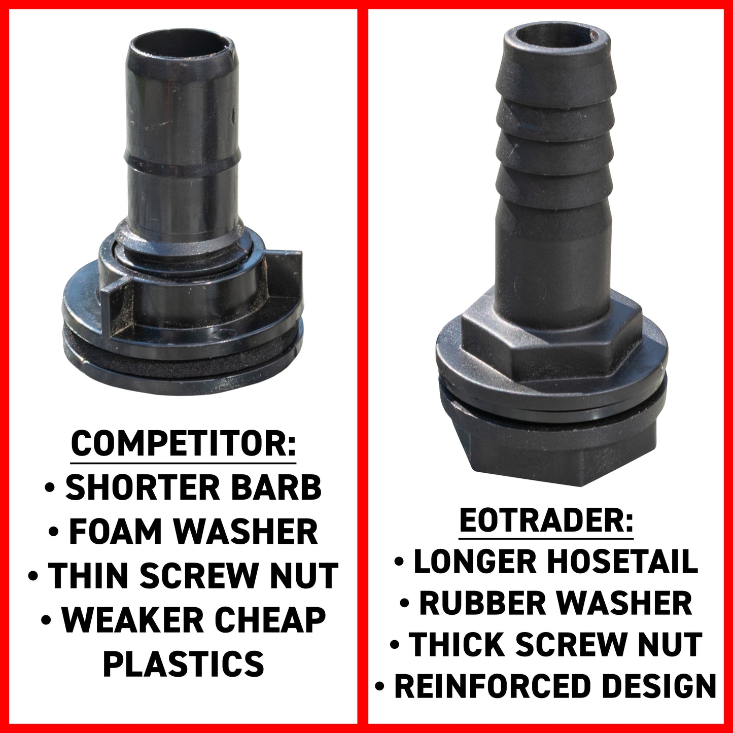 Water Butt Overflow Adapter with Nut & Washer, 1"